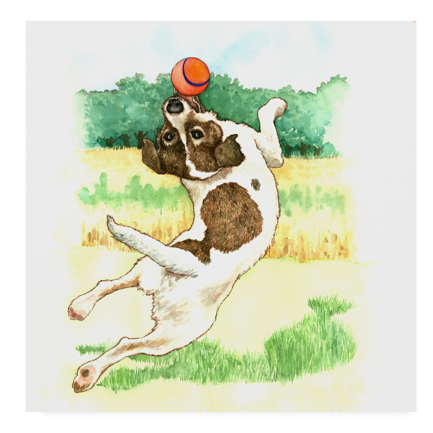 Winston Porter Jack Russell Dog Watercolor Painting Print On Wrapped Canvas Wayfair