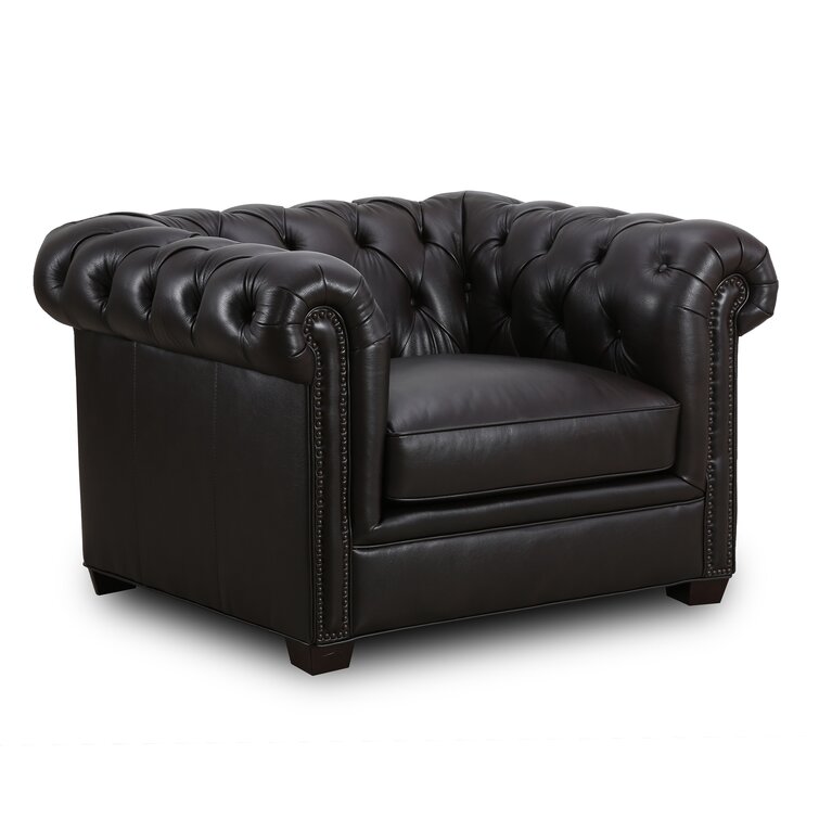 Greyleigh™ Balfour 49'' Wide Tufted Genuine Leather Top Grain Leather ...