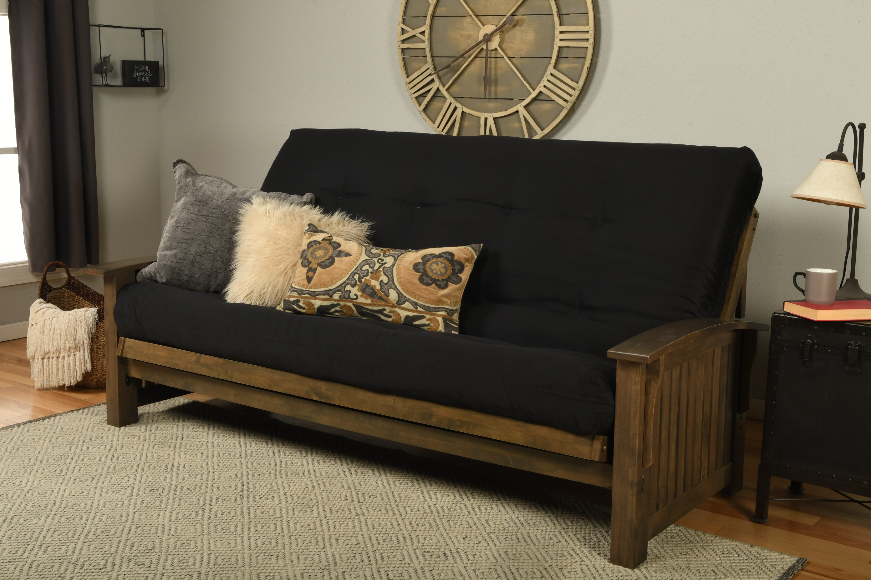 queen wood futon