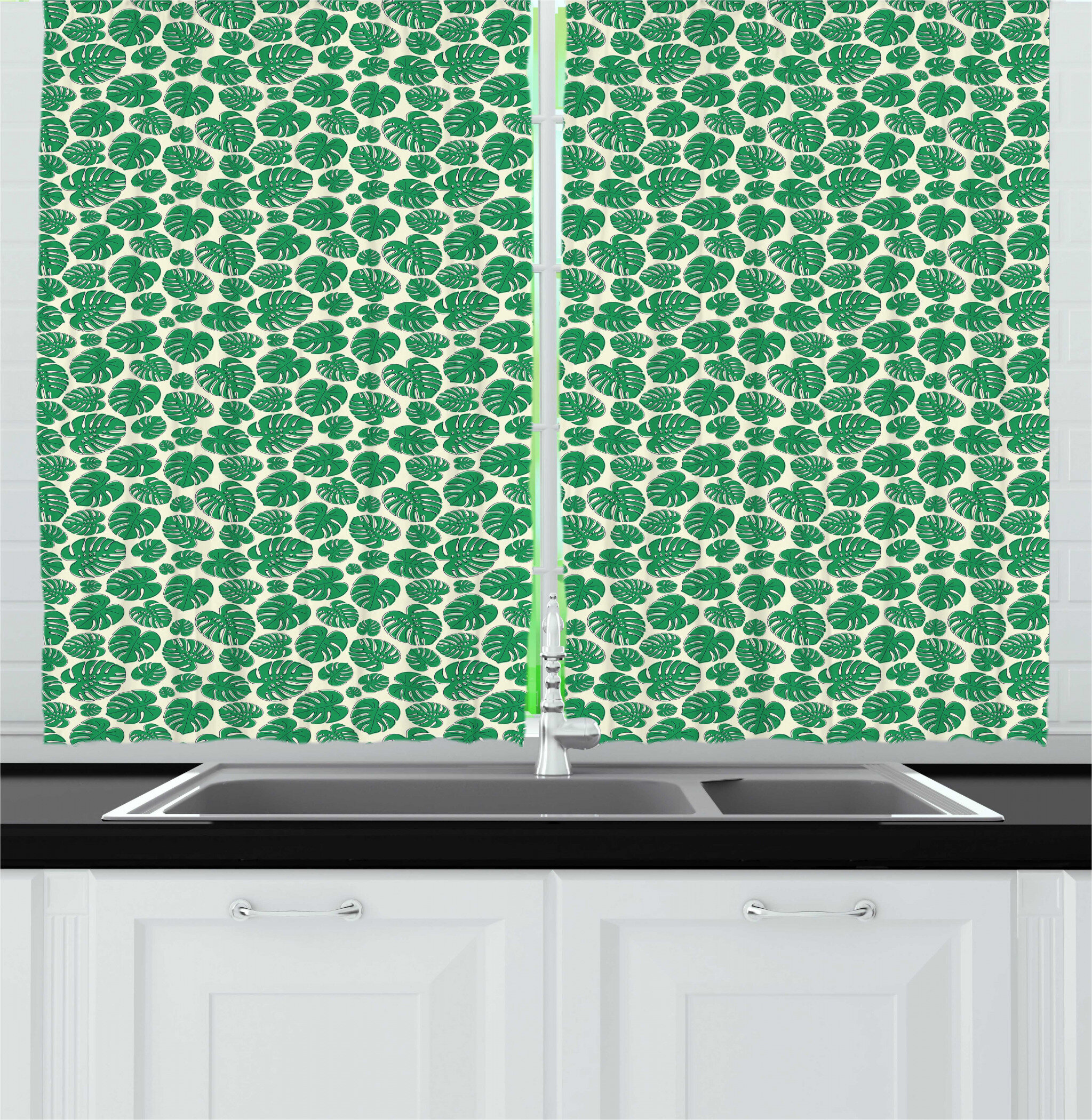 Floral 20'' Kitchen Curtain in Green
