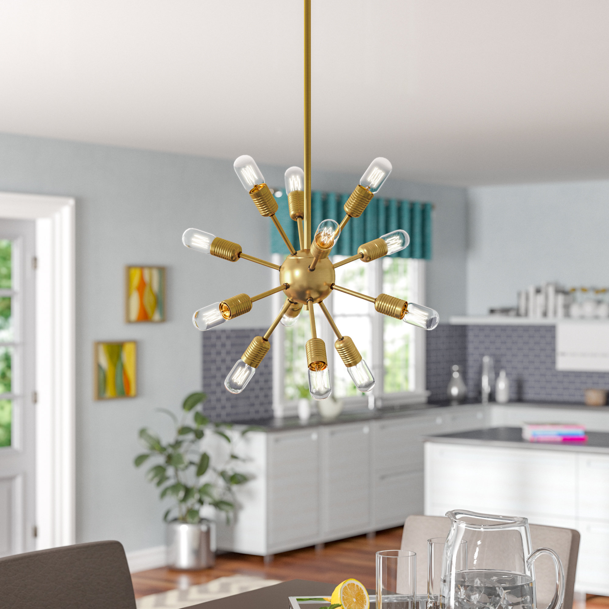 sputnik chandelier living room