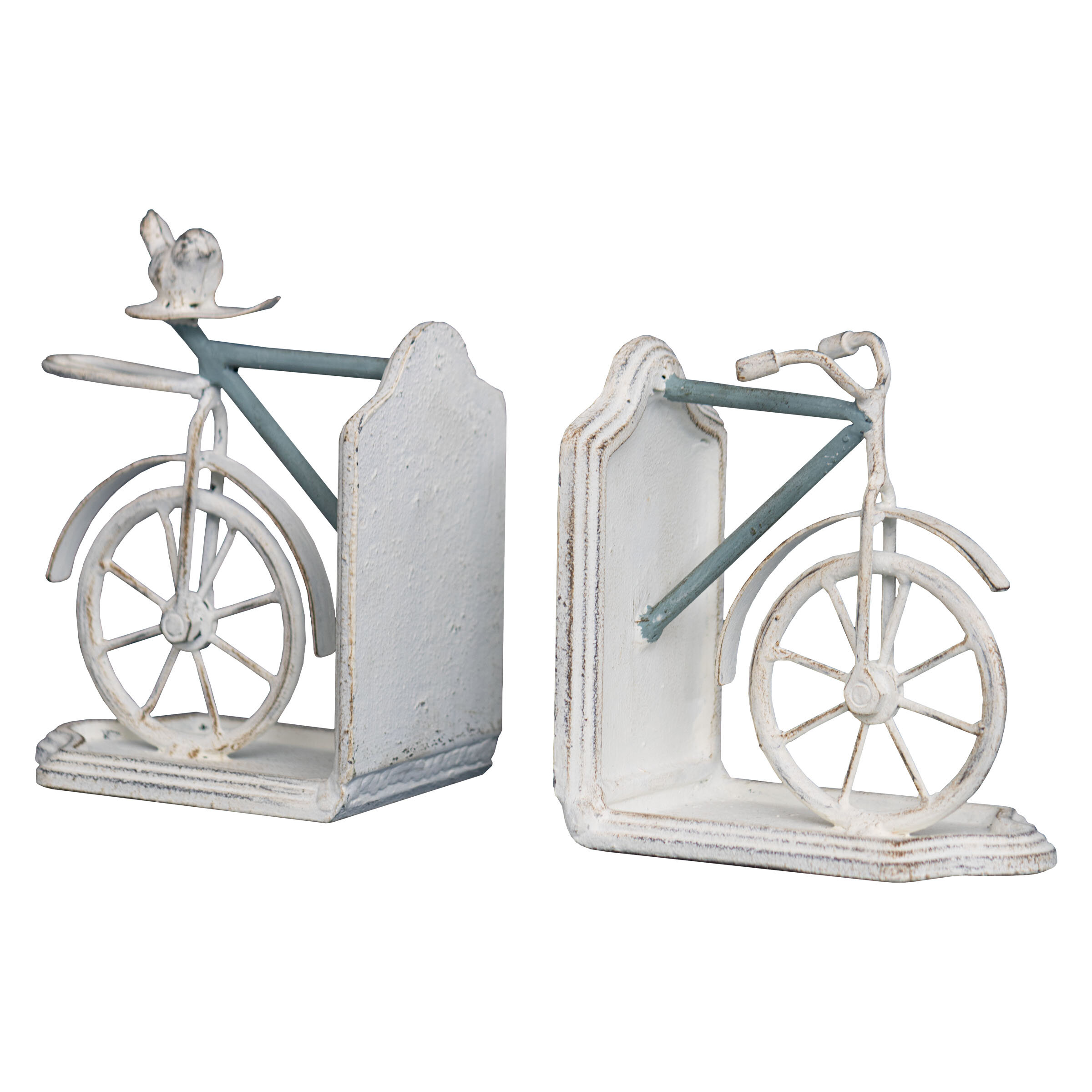 Wrought Iron Old-Fashioned Bicycle Bookends 8" H Rustic Style Distressed Finish 