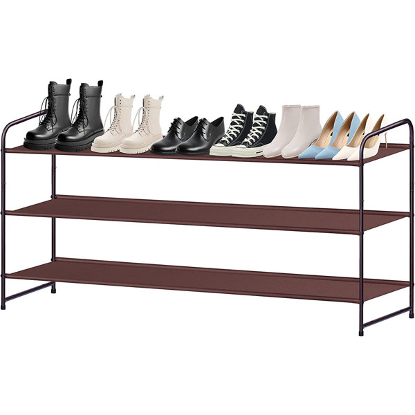Rebrilliant 3-Tier Long Shoe Rack For Closet Stackable Wide Shoe Shelf ...