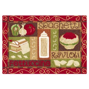 Horne Spaghetti Wool Tan/Red Area Rug