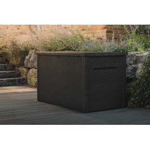 Black GDY 320 Gallon Patio Storage Deck Box Outdoor Storage Rattan Bench Box,Resin Wicker Storage Container Bench Seat 320 Gallon 