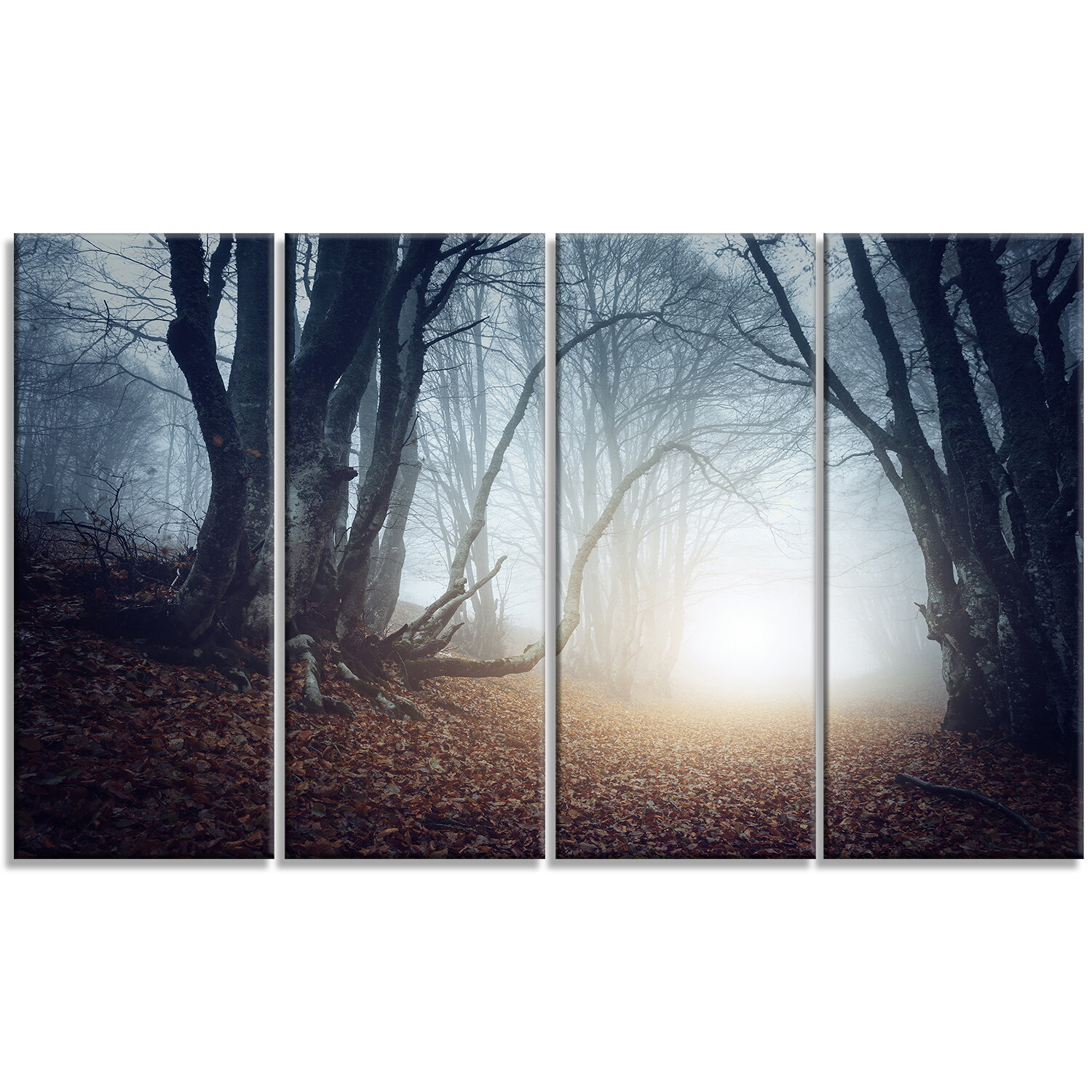 Designart Magical Trees In Mysterious Forest 4 Piece Wrapped Canvas Graphic Art Print Set On Canvas Wayfair