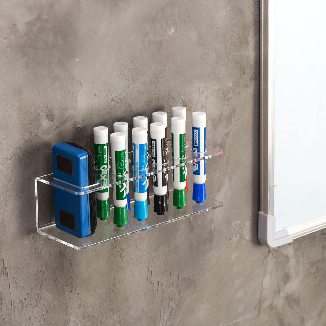 Wrought Studio Whiteboard Supply Storage, 10-Slot Clear Acrylic Dry ...