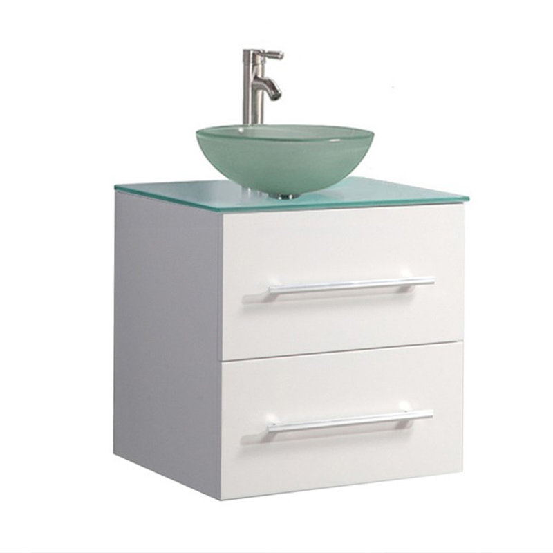Orren Ellis Prado 24 Single Sink Wall Mounted Bathroom Vanity Set Prado 24 Single Sink Wall Mounted Bathroom Vanity Set With Mirror