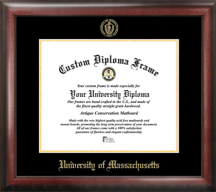 Campus Images NCAA U Mass Minutemen Gold Embossed Diploma Frame