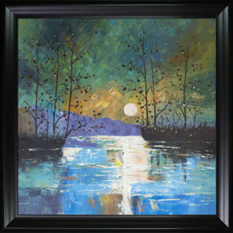 Tori Home River With Glowing Moon Picture Frame Painting On Canvas Wayfair