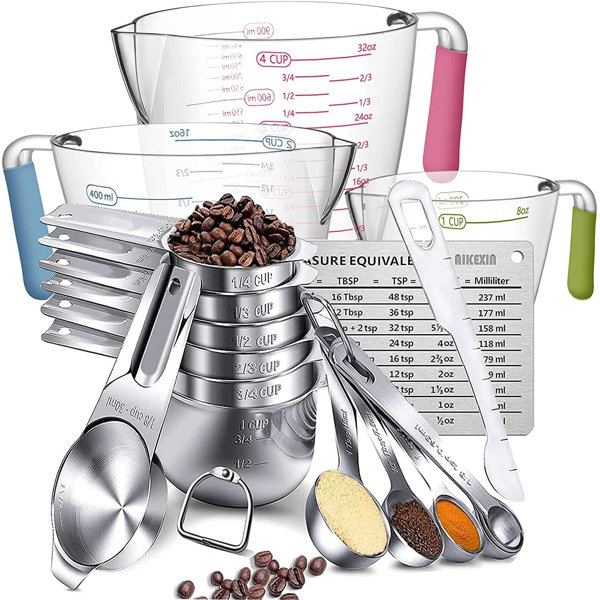 Qizhongtrade Measuring Cups And Spoons Set Stainless Steel Piece Set 7 Measuring Cups 6 Measuring Spoons 3 Transparent Plastic Measuring Cup 1 Leveler 1 Measuring Conversion Chart And 2 Metal Ring Wayfair Qizhongtrade Measuring Cups And Spoons Set Stainless Steel Piece Set 7 Measuring Cups 6 Measuring Spoons 3 Transparent Plastic Measuring Cup 1 Leveler 1 Measuring Conversion Chart And 2 Metal Ring Wayfair
