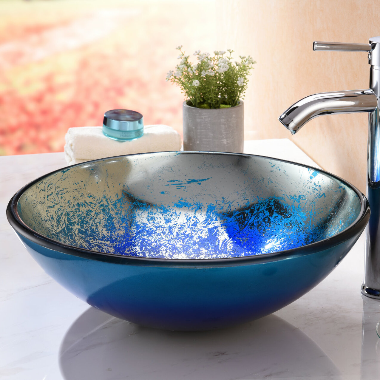Oceana Glass Circular Vessel Bathroom Sink