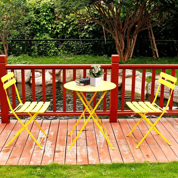 Outdoor Furniture Set Bistro Deck Patio Garden Table Metal Rocking Teal Chairs