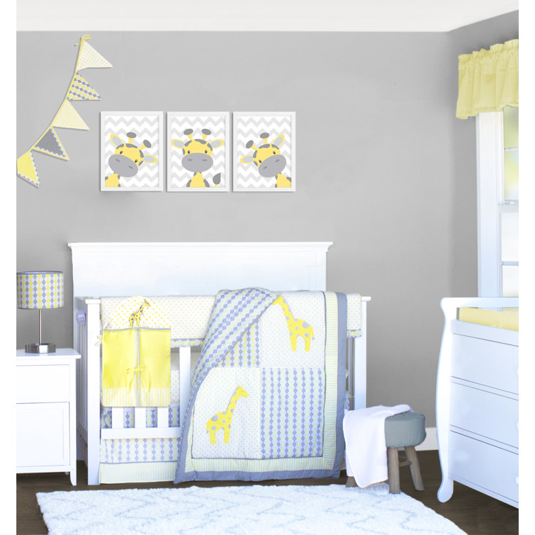 yellow and grey cot bedding