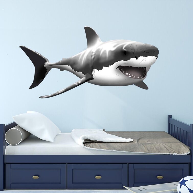 Peel-and-Stick Removable Wallpaper Nautical Baby Boy Nursery Shark Sharks Ocean 