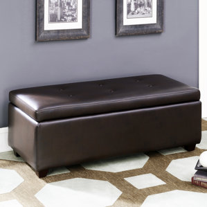 Contemporary Button Tufted Storage Lea..