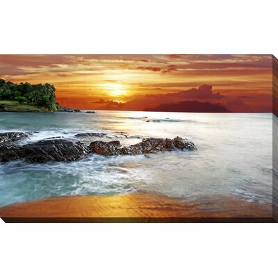 'Surf, Sand, Sunset' Graphic Art Print on Wrapped Canvas Highland Dunes Size: 18