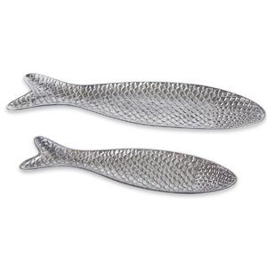 2 Piece Metal Fish Tray Platter Set