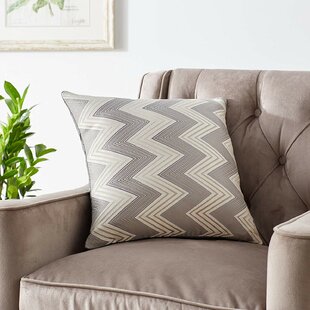 Seiter Chenille Chevron Design Polyester Jacquard Silver 18 Inch By 18 Inch Decorative Throw Pillow Covers