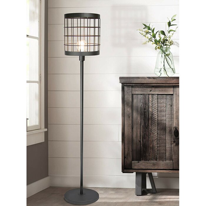 Industrial Cage 65 High Metal Floor Lamp With Edison Bulbs Floor Lamps