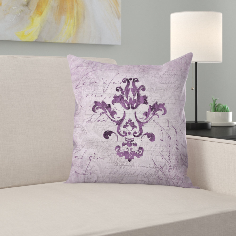 East Urban Home Purple Baroque Ornament Throw Pillow Wayfair