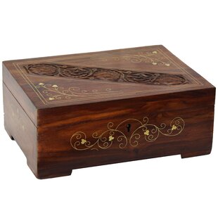 New handmade handcarved brown jewelry wooden carved storage box wooden case gift coffe tea box 