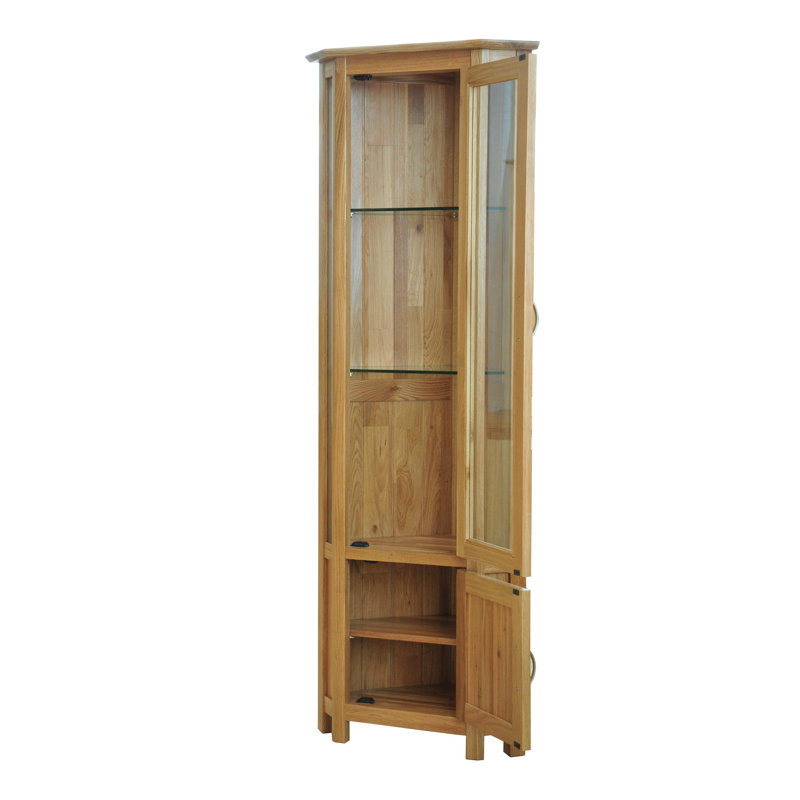 Homestead Living Marley Solid Oak Corner Display Cabinet Wayfair Co Uk Marley Solid Oak Corner Display Cabinet