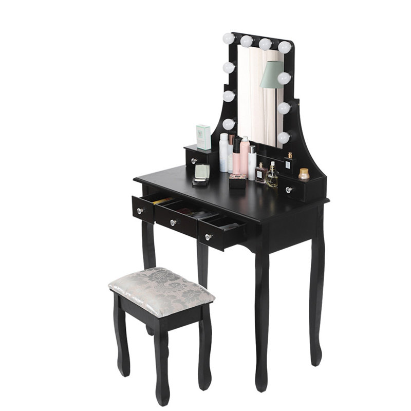 Rosdorf Park Led Vanity Set With 10 Dimmable Light Bulbs Dressing Table Vanity Makeup Table Wayfair