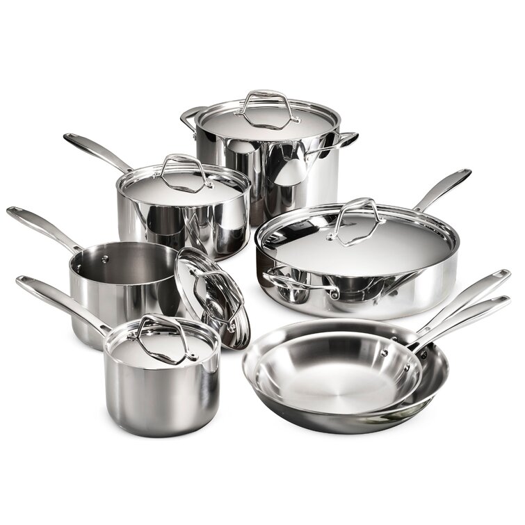 12 Piece NEW Tramontina Gourmet Stainless Steel Tri-Ply Base Cookware Set