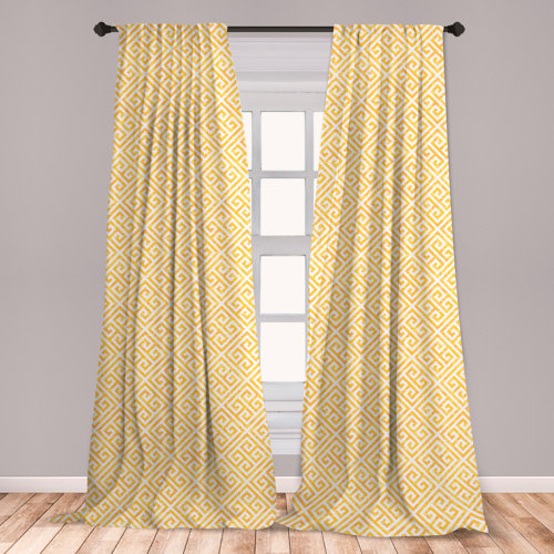 East Urban Home Ambesonne Greek Key 2 Panel Curtain Set Yellow