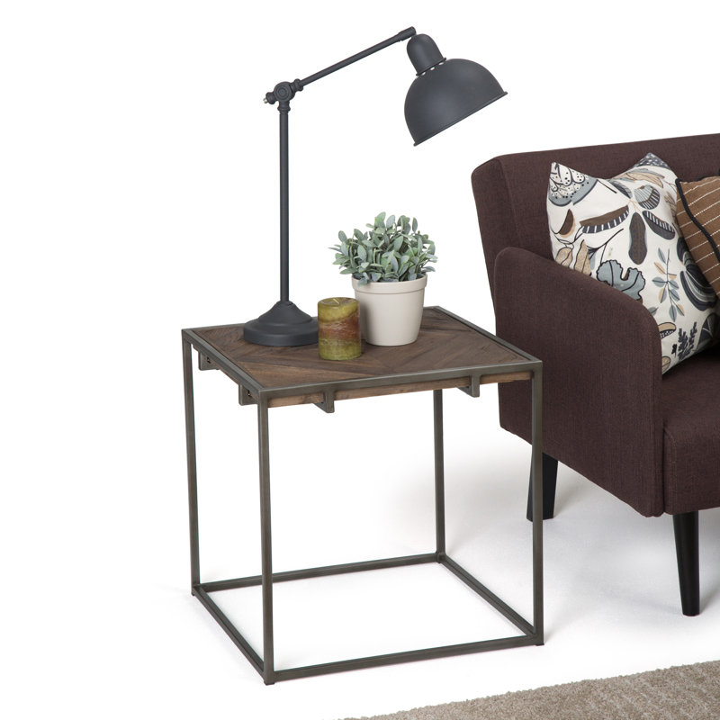 narrow end table with lamp