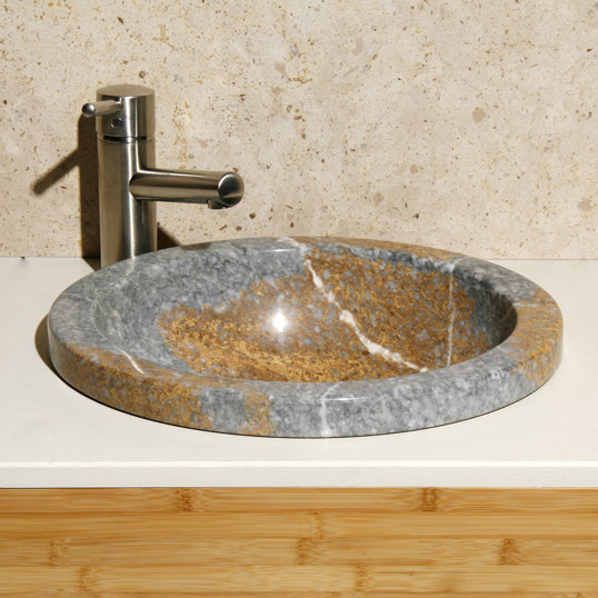 VUMR Goldrush Stone Circular Drop-In Bathroom Sink