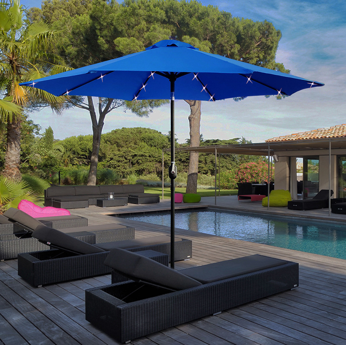Charlton Home 9 Lighted Market Umbrella Reviews Wayfair