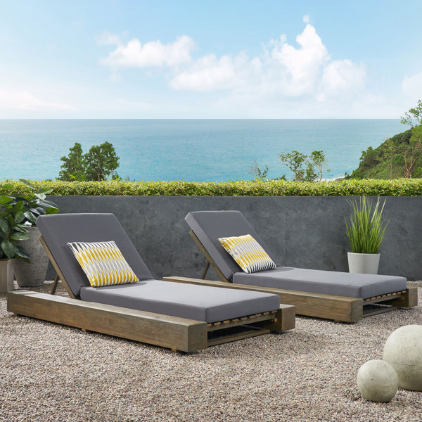 Union Rustic Lawrence Outdoor Reclining Chaise Lounge with ...