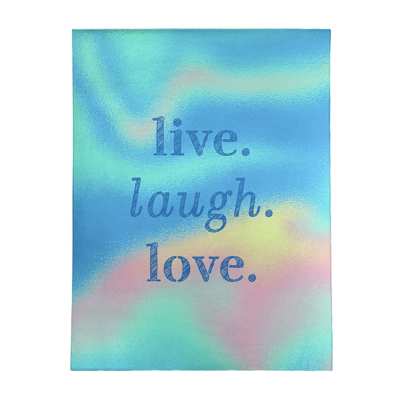East Urban Home Multicolor Background Live Laugh Love Quote Poly Chenille Rug Wayfair