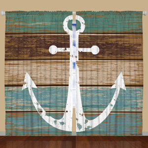 Nautical Blackout Rod Pocket Curtain Panels (Set of 2)