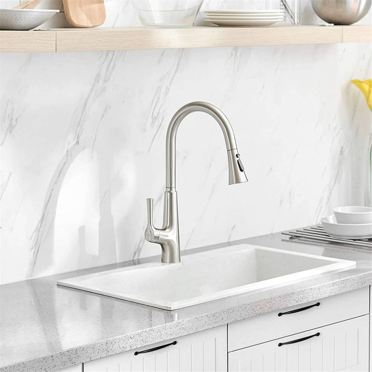 Touchless Pull Down Kitchen Faucet Single Handle Brushed Nickel Kitchen Sink Faucets With Sprayer Smart Sensor Single Hole Modern Brass High Arc Mixer ...