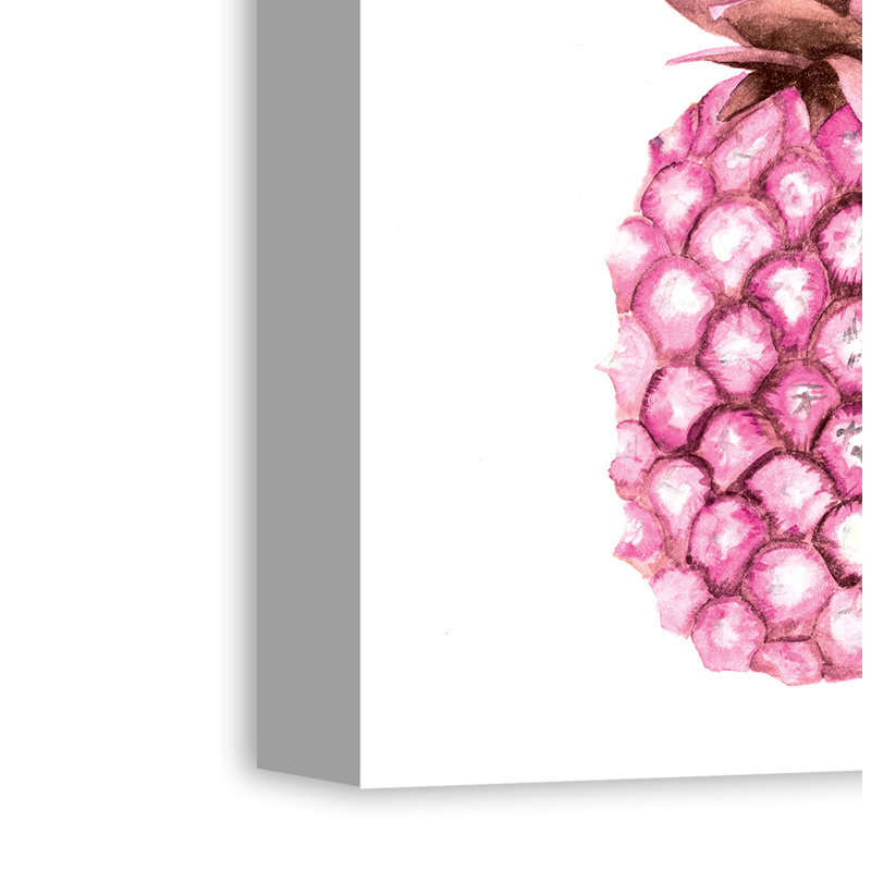 Wrought Studio Watercolor Pink Pineapple Painting Print On