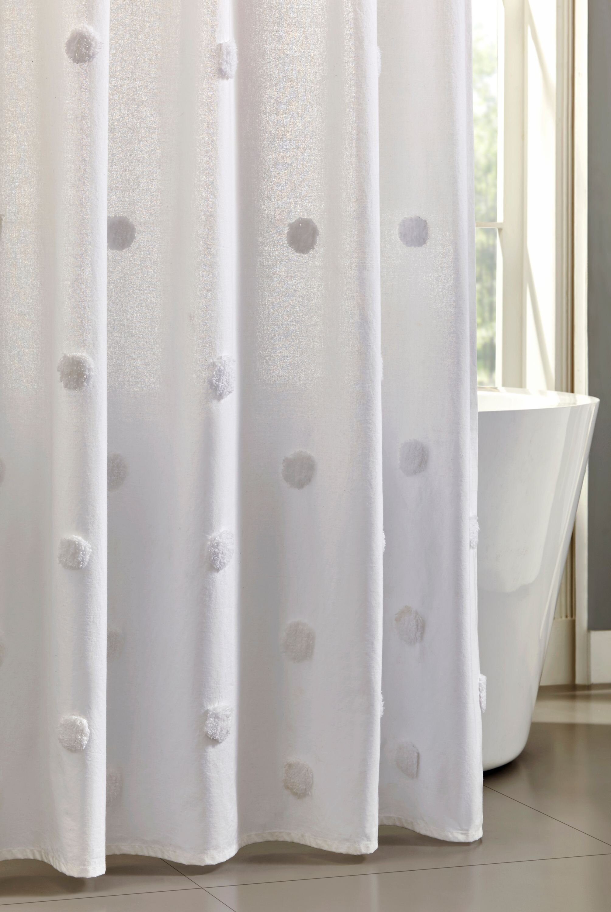 Tahari Home Grace White Tufted Ombre Dot Shower Curtain Reviews Wayfair