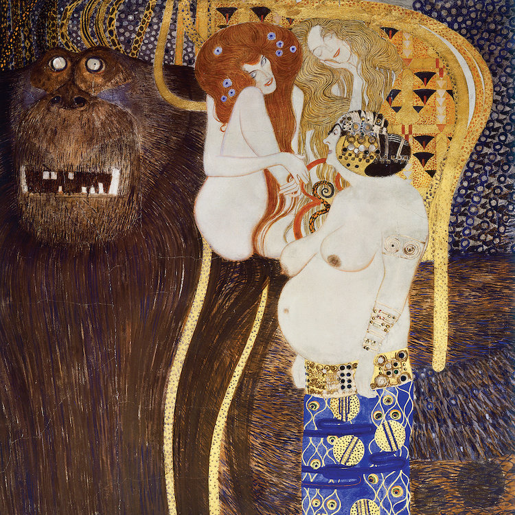 Vault W Artwork Detail Of The Hostile Forces The Head Of Typhoeus And Unchastity Voluptuousness Excess Beethoven Frieze 1902 By Gustav Klimt Print On Canvas Wayfair