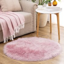 Pillowfort  3' Round Faux Fur Rug Pink for sale online 