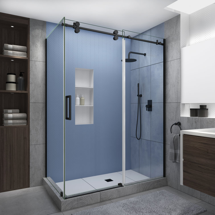 Aston Langham Xl 52 W X 80 H Frameless Rectangle Sliding Shower Enclosure With Fixed Panel Wayfair