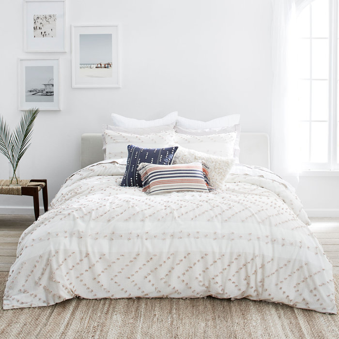 WOKE UP GRUMPY PINSTRIPE BLUE WHITE COTTON BLEND KING SIZE DUVET COVER