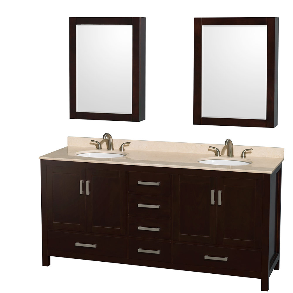 Wyndham Collection Sheffield 72 Double Espresso Bathroom Vanity Set With Medicine Cabinet Reviews Wayfair