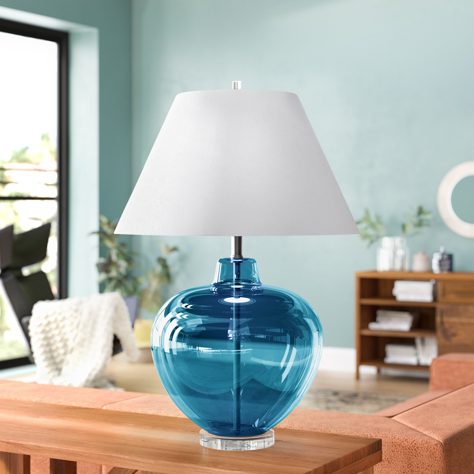 round glass lamp table