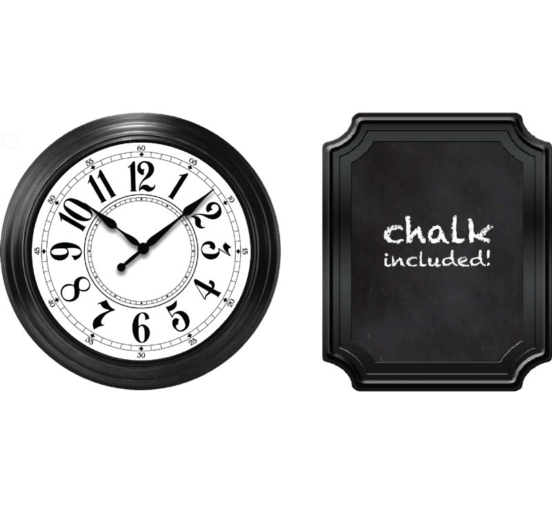 9.2" Wall Clock and Chalkboard Set