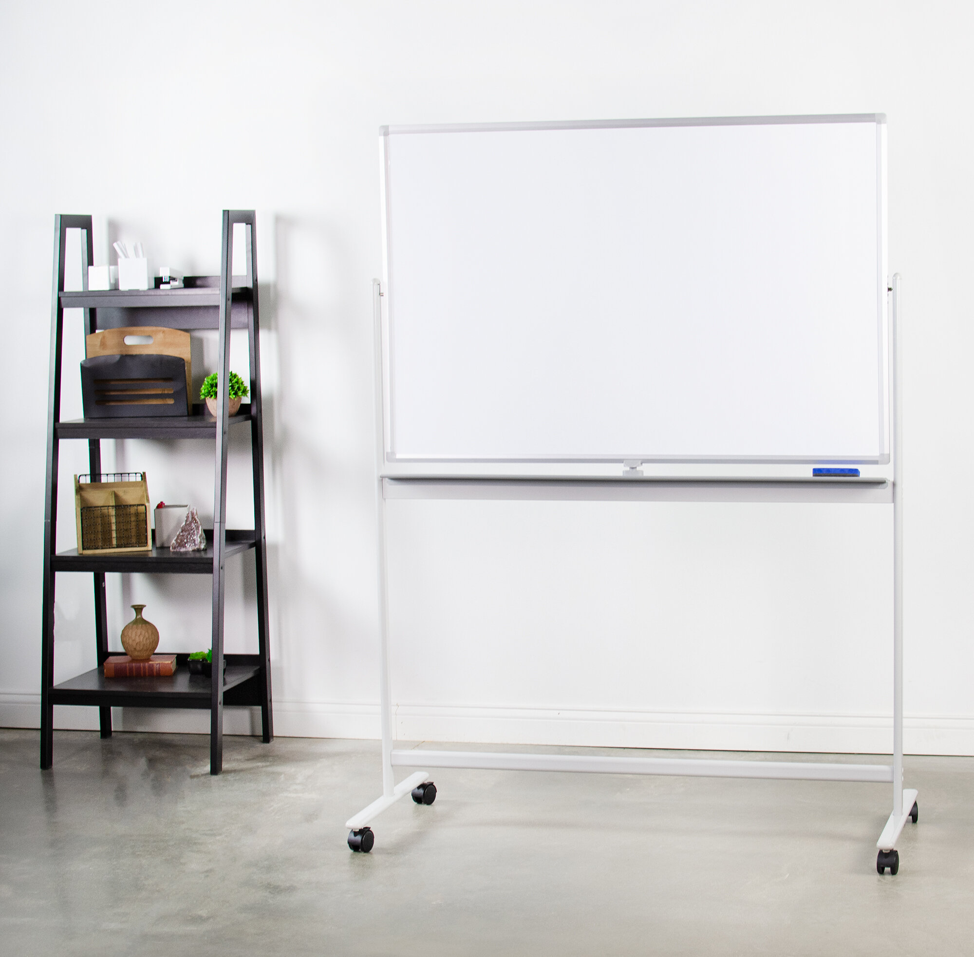 36" Dry Erase Stand Magnetic Double Sided Whiteboard Rolling Wheels Commercial 