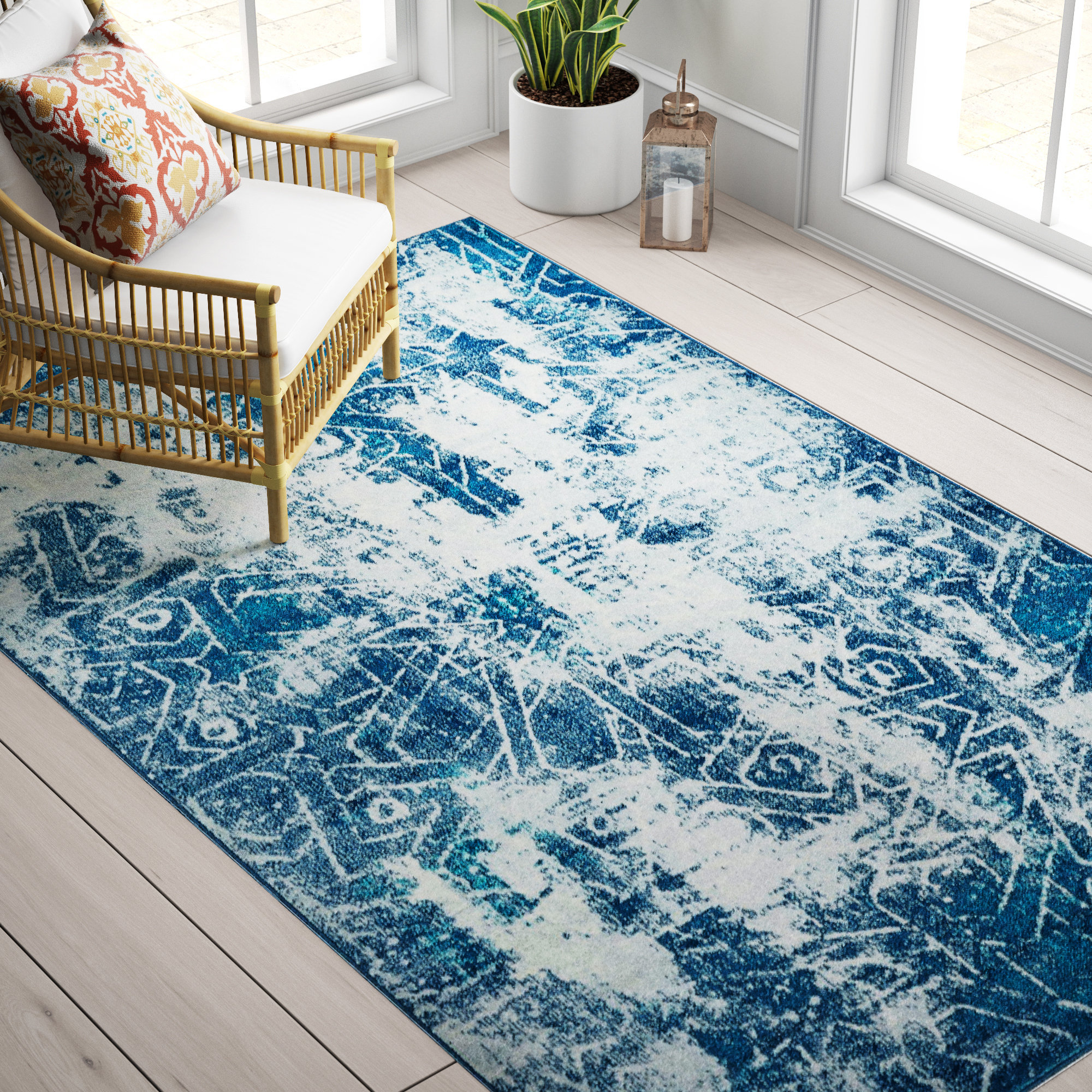 Mistana™ Brandt Abstract Blue Area Rug & Reviews Wayfair