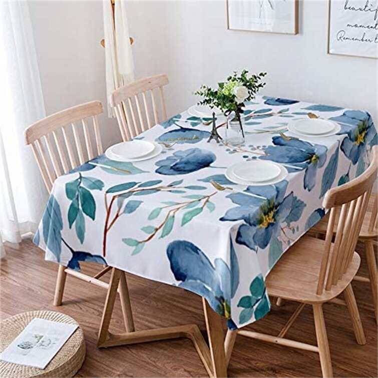 Square Tablecloth Red-Flower Leaves Indoor Dinner Holiday Tablecloths Washable Living Room Table Cloth Summer Decorative Table Linens