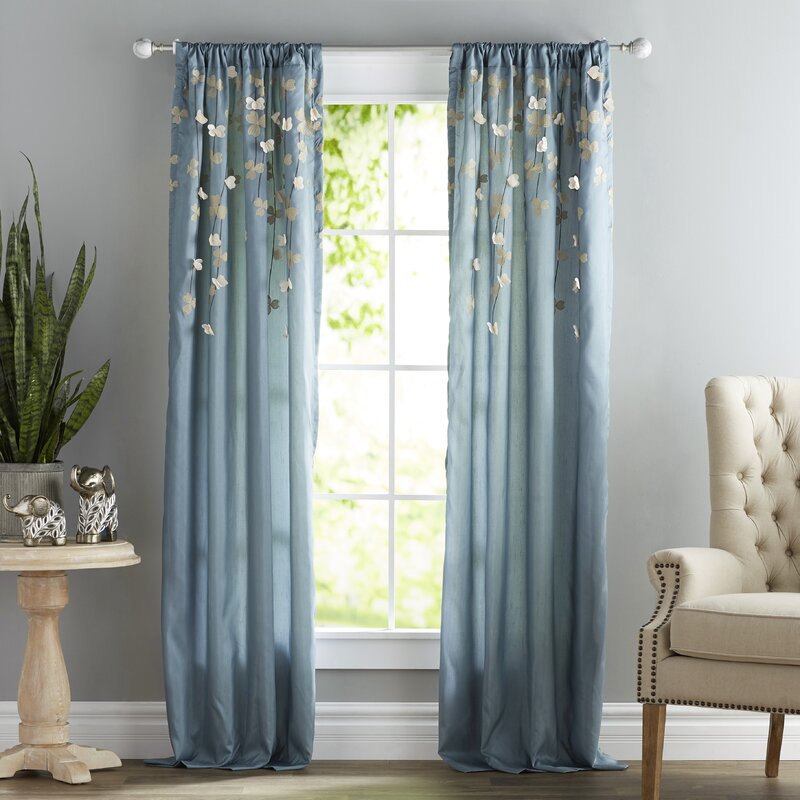 sheer blue curtains with valance